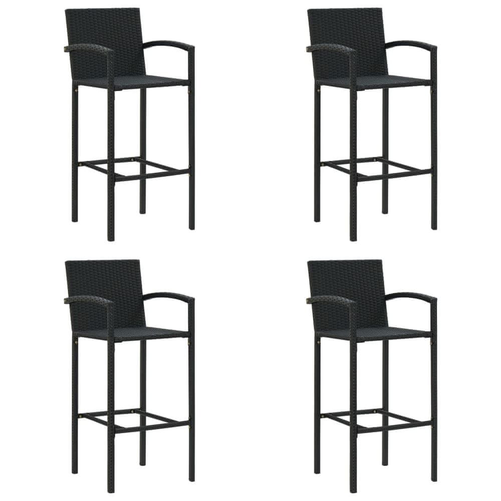 Petromila vidaXL Barové stoličky 4 ks čierne polyratan